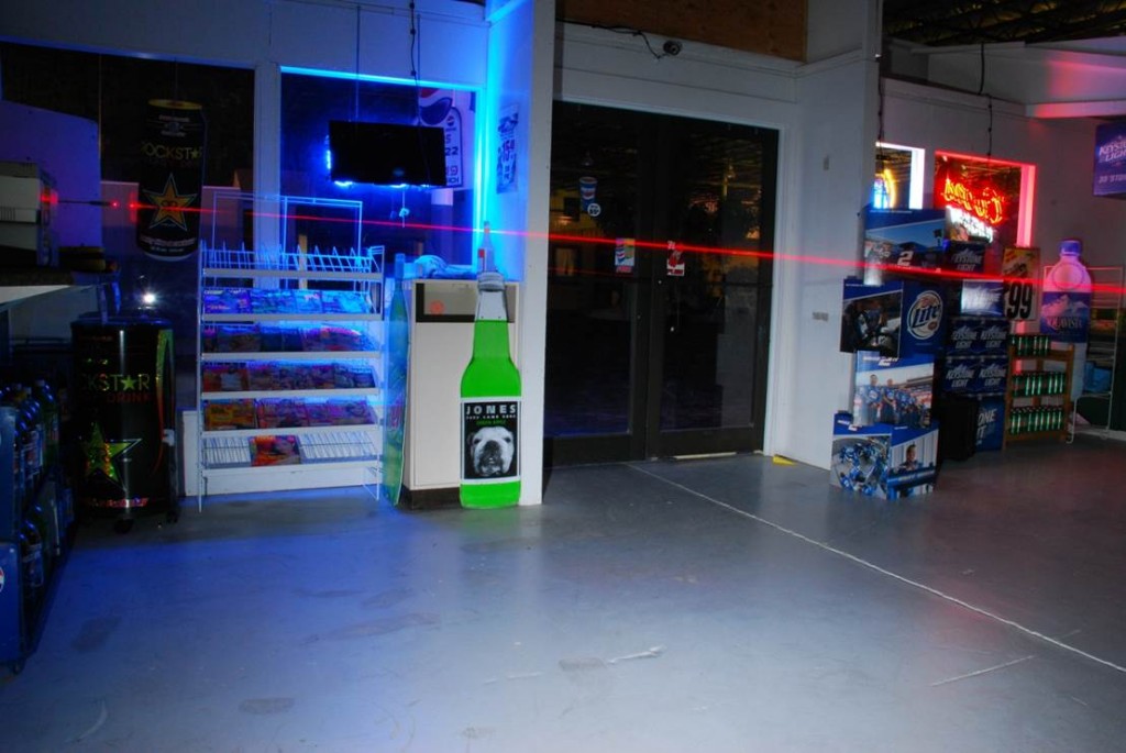 Gas station site of shooting where a reconstruction is being performed